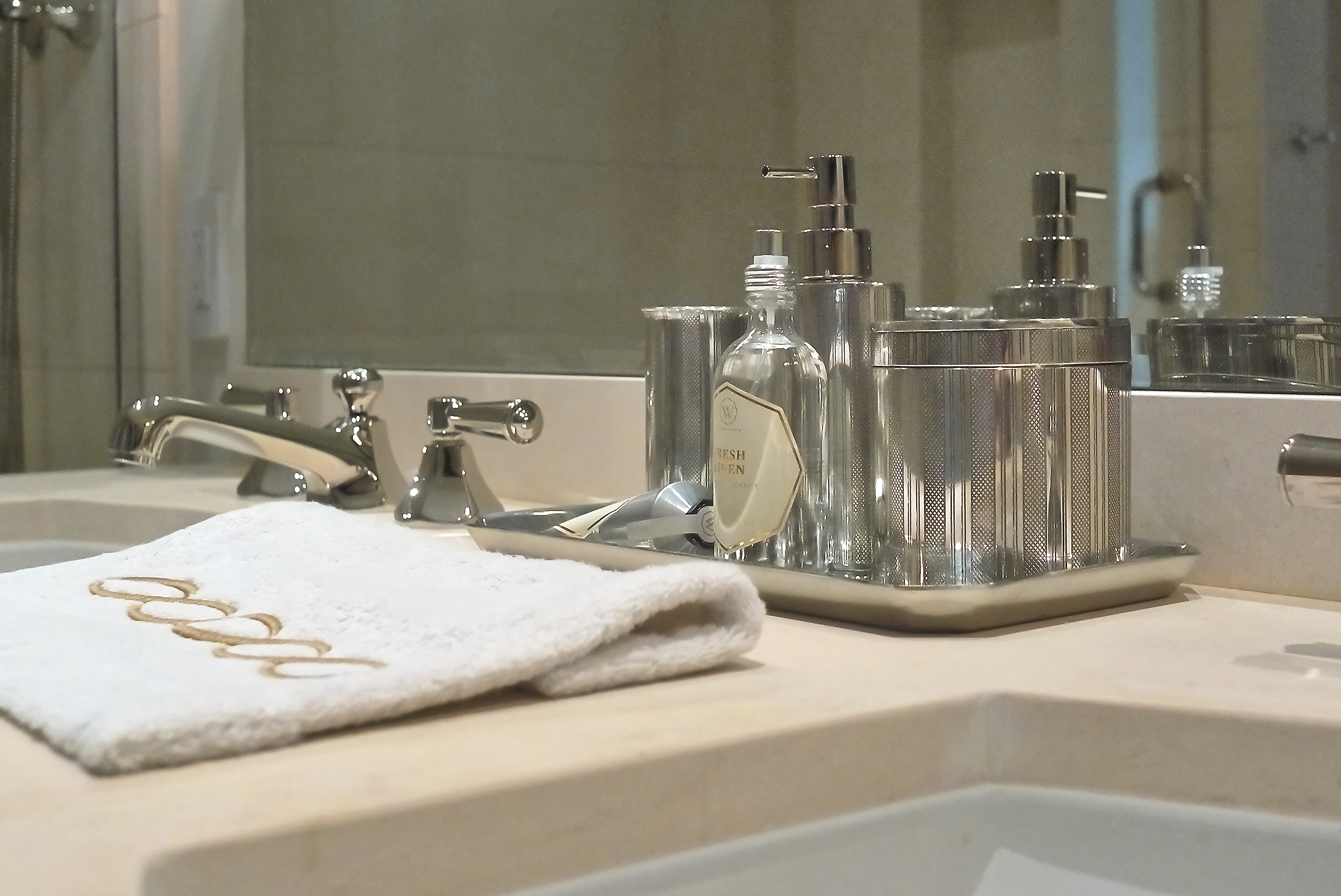 Accessories from Waterworks in our Showcase at the Ritz-Carton Residences in Chicago.