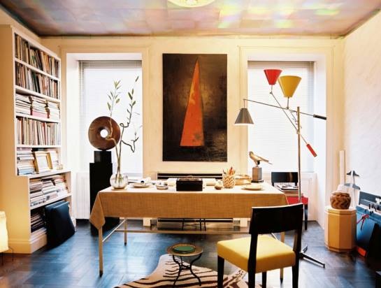 Desk with zebra rug, possibly by Albert Hadley